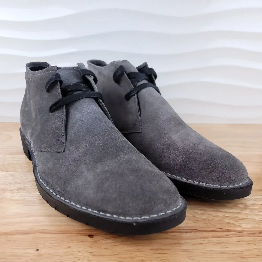 John Varvatos Star USA D Mens Size 13 Gray Suede Leather Chukka Desert Boots - Picture 5 of 16